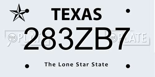 283ZB7 Texas License Plate