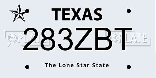 283ZBT Texas License Plate