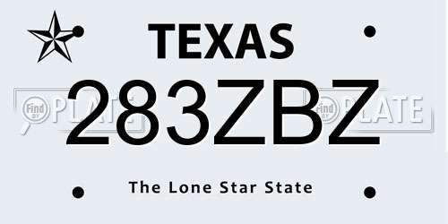 283ZBZ Texas License Plate
