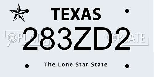 283ZD2 Texas License Plate