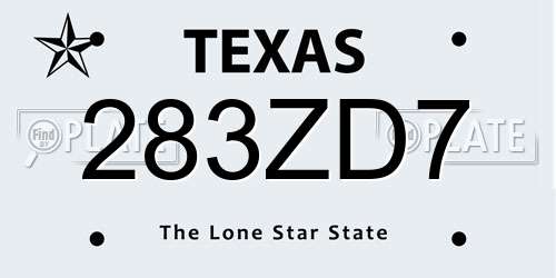 283ZD7 Texas License Plate
