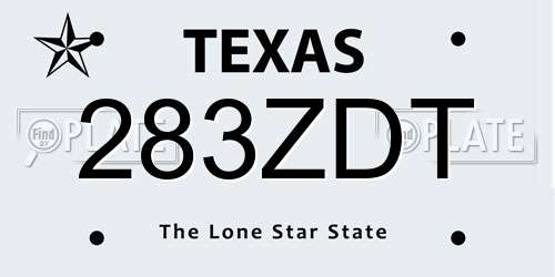 283ZDT Texas License Plate