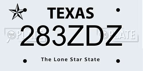 283ZDZ Texas License Plate