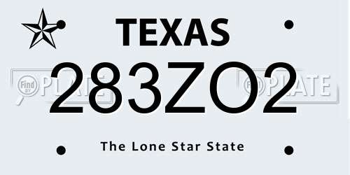 283ZO2 Texas License Plate