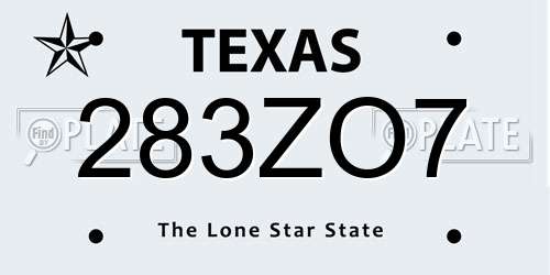 283ZO7 Texas License Plate