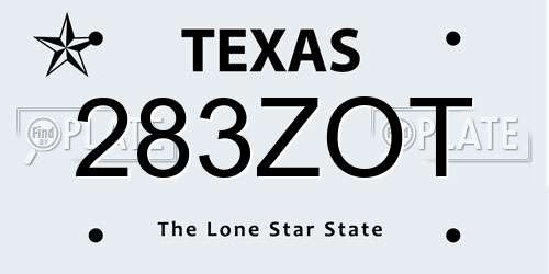 283ZOT Texas License Plate