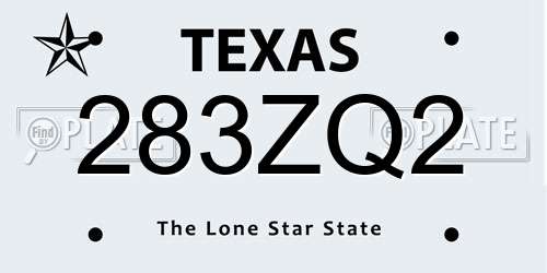 283ZQ2 Texas License Plate