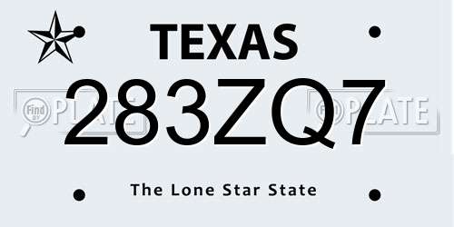 283ZQ7 Texas License Plate