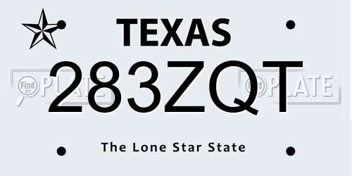 283ZQT Texas License Plate