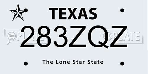 283ZQZ Texas License Plate
