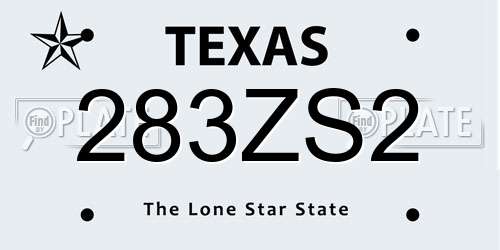 283ZS2 Texas License Plate
