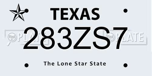 283ZS7 Texas License Plate