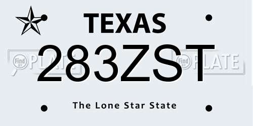 283ZST Texas License Plate