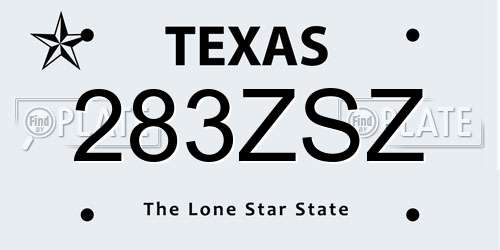 283ZSZ Texas License Plate