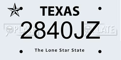 2840JZ Texas License Plate