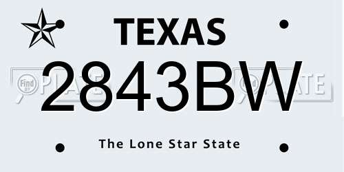 2843BW Texas License Plate