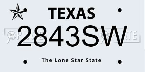 2843SW Texas License Plate