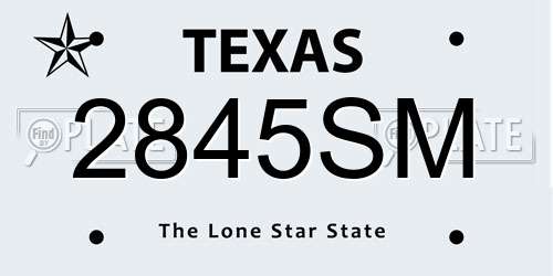 2845SM Texas License Plate