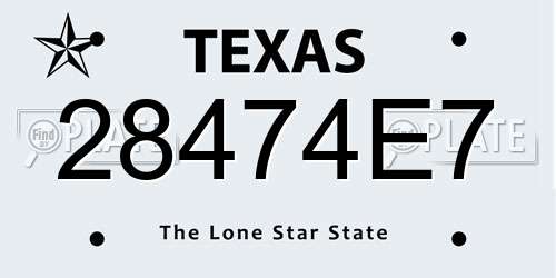 28474E7 Texas License Plate