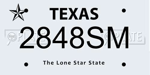 2848SM Texas License Plate