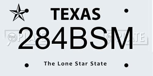 284BSM Texas License Plate