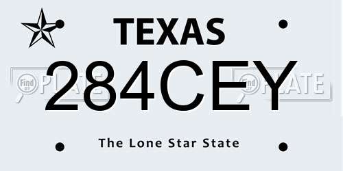 284CEY Texas License Plate