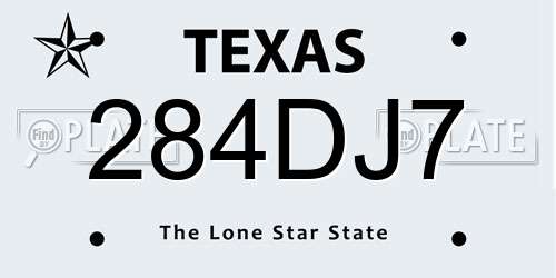 284DJ7 Texas License Plate