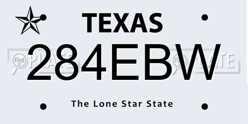 284EBW Texas License Plate