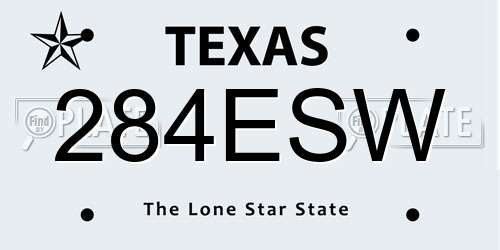 284ESW Texas License Plate