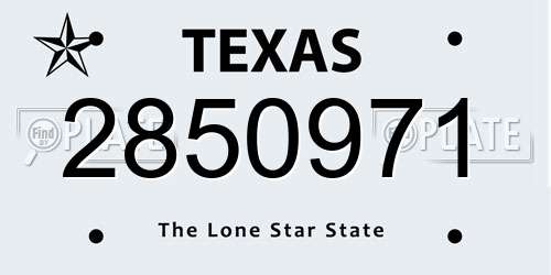 2850971 Texas License Plate