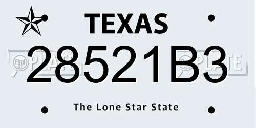 28521B3 Texas License Plate
