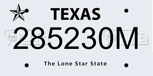 285230M Texas License Plate