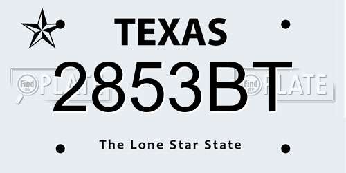 2853BT Texas License Plate