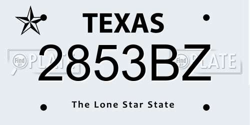 2853BZ Texas License Plate