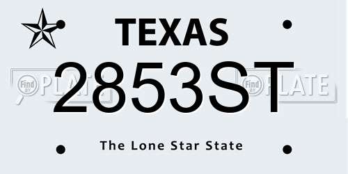 2853ST Texas License Plate