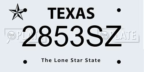 2853SZ Texas License Plate