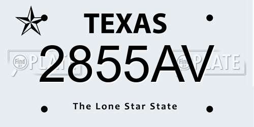2855AV Texas License Plate