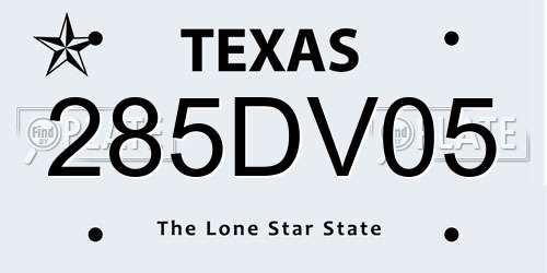 285DV05 Texas License Plate