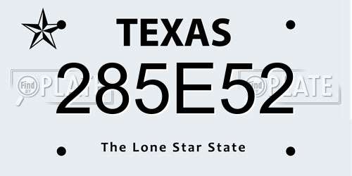 285E52 Texas License Plate