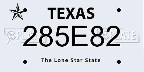 285E82 Texas License Plate