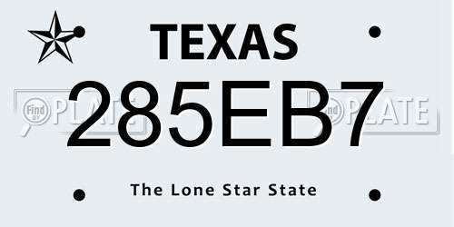 285EB7 Texas License Plate