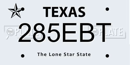 285EBT Texas License Plate