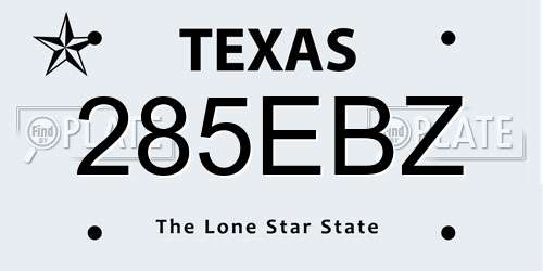 285EBZ Texas License Plate