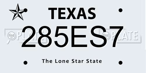 285ES7 Texas License Plate