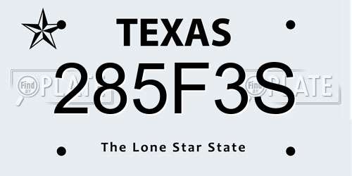 285F3S Texas License Plate