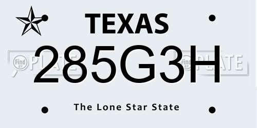 285G3H Texas License Plate