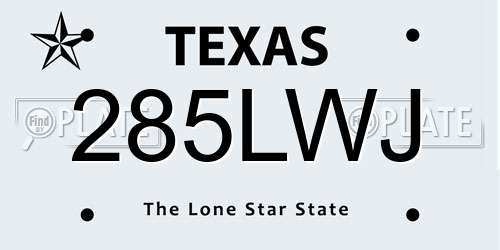 285LWJ Texas License Plate