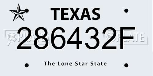 286432F Texas License Plate