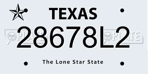 28678L2 Texas License Plate