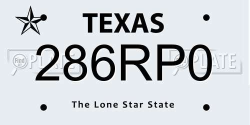 286RP0 Texas License Plate